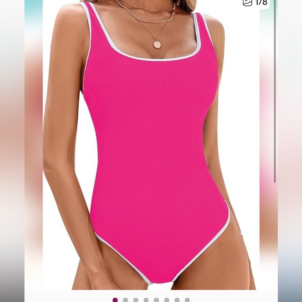 BMJL Women's One Piece Ribbed Knit High Cut Sports Swimsuit - Picture 5 of 8